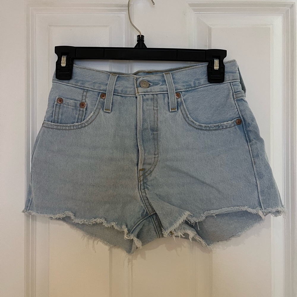 Levi's Light Blue High-Rise Jean Shorts